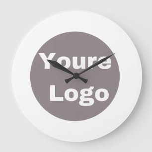Reloj Redondo Grande Logotipo simple y texto comercial personalizado