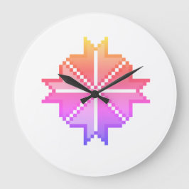 Reloj Redondo Grande Lona geométrica abstracta colorida de dos tonos