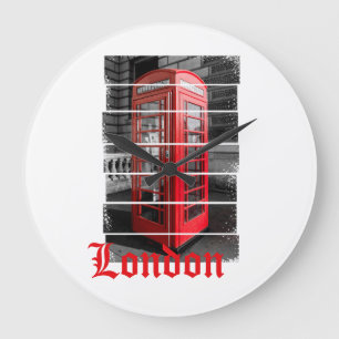 Reloj Redondo Grande London Phone Box Vintage Souvenir
