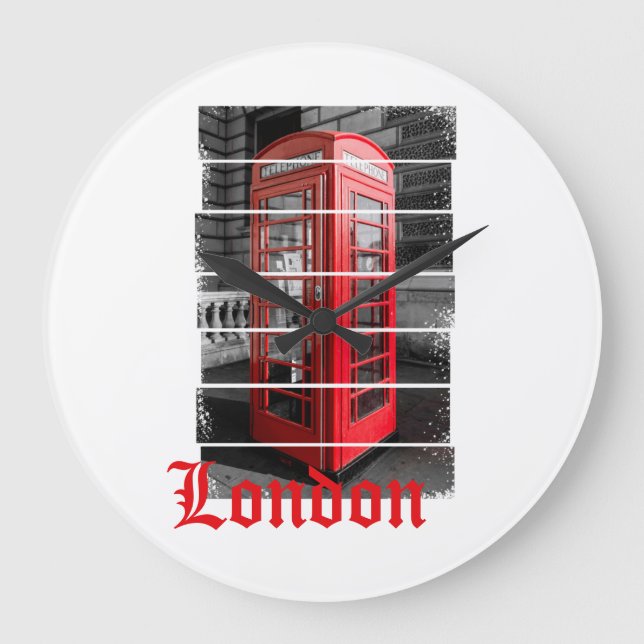 Reloj Redondo Grande London Phone Box Vintage Souvenir (Anverso)