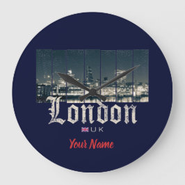 Reloj Redondo Grande London Uk Skyline Reino Unido Inglaterra vintage