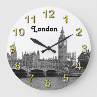 Reloj Redondo Grande Londres Inglaterra Reino Unido Skyline Etched