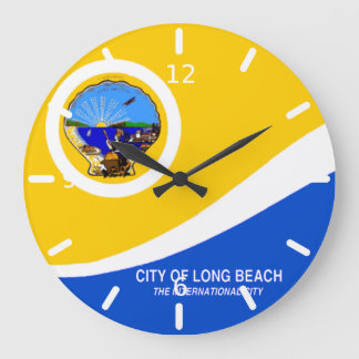 Reloj Redondo Grande Long Beach (California) flag Large Clock