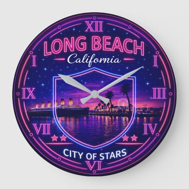 Reloj Redondo Grande Long Beach California Harbor (Anverso)