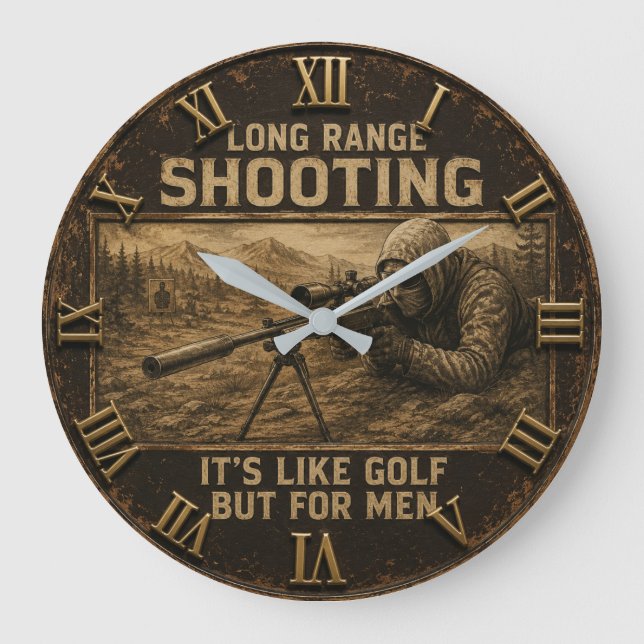 Reloj Redondo Grande Long Range Shooting Precision Marksman Rustic  (Anverso)