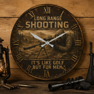 Reloj Redondo Grande Long Range Shooting Precision Marksman Rustic