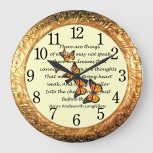 Reloj Redondo Grande Longfellow ~ Monarch Butterflies ~ Golden Ring ~