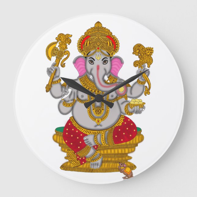 Reloj Redondo Grande Lord Ganesha Clock (Anverso)