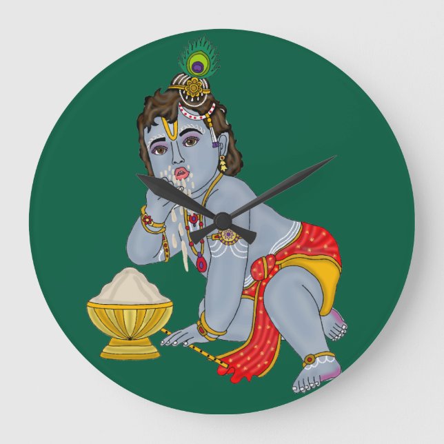 Reloj Redondo Grande Lord Krishna Wall Clock (Anverso)