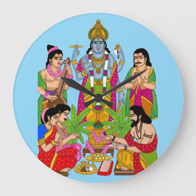 Reloj Redondo Grande Lord Satyanarayan Wall Clock (Anverso)
