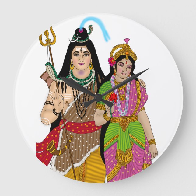 Reloj Redondo Grande Lord Shiv Parvati Clock (Anverso)