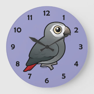 Reloj Redondo Grande Loro del gris africano de Timneh