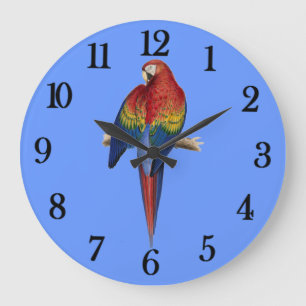 Reloj Redondo Grande Loro rojo