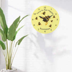 Reloj Redondo Grande Los abejorros amarillos son tiempo de ser felices 