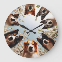 Reloj Redondo Grande Los amantes de los perros se divierten, graciosos,