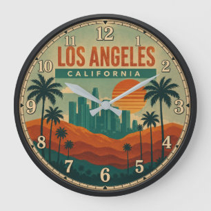 Reloj Redondo Grande Los Angeles California Retro Sunset