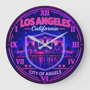 Reloj Redondo Grande Los Angeles California Skyline