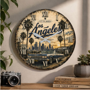 Reloj Redondo Grande Los Angeles California  Vintage Retro 