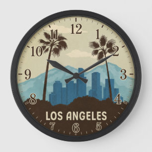Reloj Redondo Grande Los Angeles Skyline