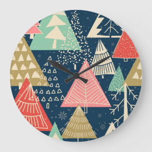 Reloj Redondo Grande Los Árboles de Navidad Festivan El Ilustracion Sin