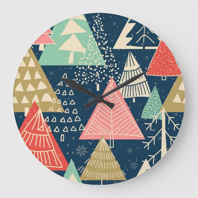 Reloj Redondo Grande Los Árboles de Navidad Festivan El Ilustracion Sin (Anverso)