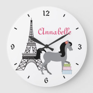 Reloj Redondo Grande Los Bonitos Ponies Paris Horse Clock