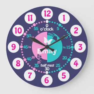 Reloj Redondo Grande Los chicas aprenden decir a tiempo la aguamarina