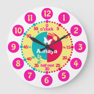 Reloj Redondo Grande Los chicas aprenden decir a tiempo la aguamarina