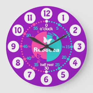 Reloj Redondo Grande Los chicas aprenden decir a tiempo la aguamarina