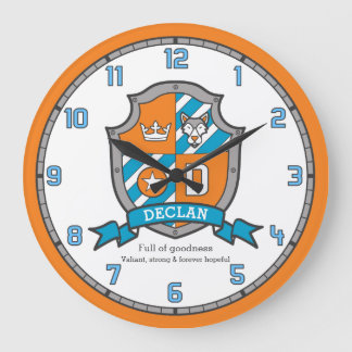 Reloj Redondo Grande Los chicos de Declan llaman a los caballeros escud