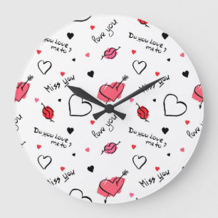 Reloj Redondo Grande Los corazones de San Valentín se marcan sin proble