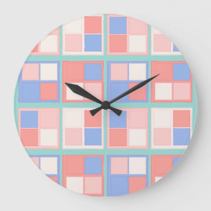 Reloj Redondo Grande Los cuadrados de color Quad