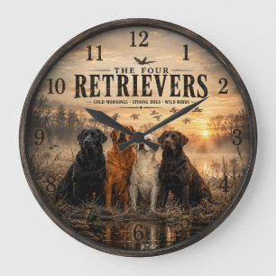 Reloj Redondo Grande Los Cuatro Retrievers: Caza de Patos