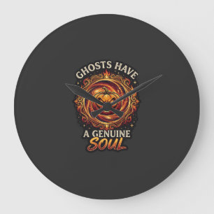 Reloj Redondo Grande Los fantasmas tienen un verdadero fuego de calabaz