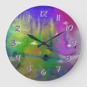 Reloj Redondo Grande Los fuegos artificiales descolorados dan vuelta