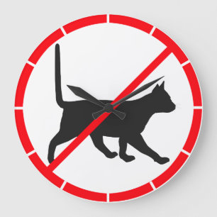 Reloj Redondo Grande ¡Los gatos están prohibidos!
