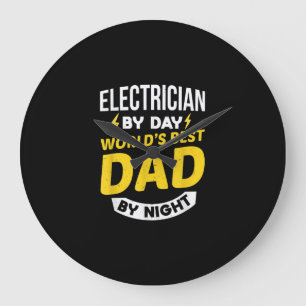 Reloj Redondo Grande Los Hombres Electricistas Por Día Mejor Papá Por N