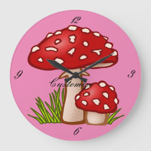 Reloj Redondo Grande Los hongos rojos de Amanita Thunder_Cove