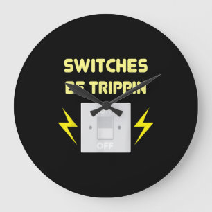 Reloj Redondo Grande Los interruptores se trippin - Regalo eléctrico