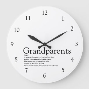 Reloj Redondo Grande Los mejores abuelos del mundo: negro y blanco