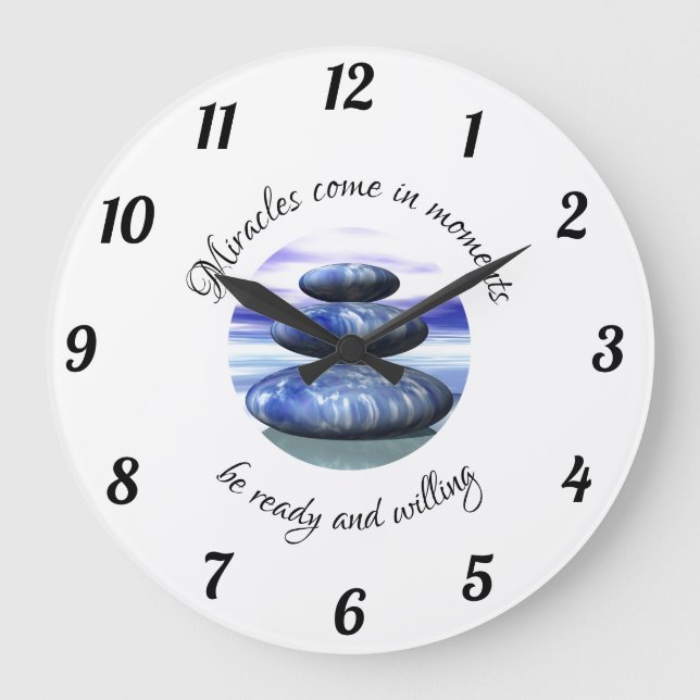 Reloj Redondo Grande Los milagros vienen en momentos Azul y Blanco (Anverso)
