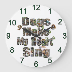Reloj Redondo Grande Los perros hacen el logotipo de imagen de My Heart