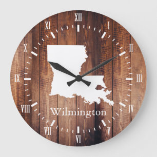 Reloj Redondo Grande Louisiana Barn Madera plancha numero romano blanco