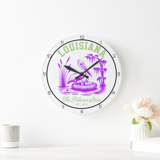Reloj Redondo Grande Louisiana Pelican State Swamp  (Hogar)