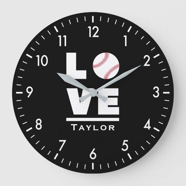 Reloj Redondo Grande Love And Live Baseball Sports Fan Custom Name (Anverso)