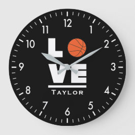 Reloj Redondo Grande Love And Live Basketball Sports Fan Custom Name