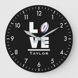 Reloj Redondo Grande Love And Live Rugby Sports Fan Custom Name
