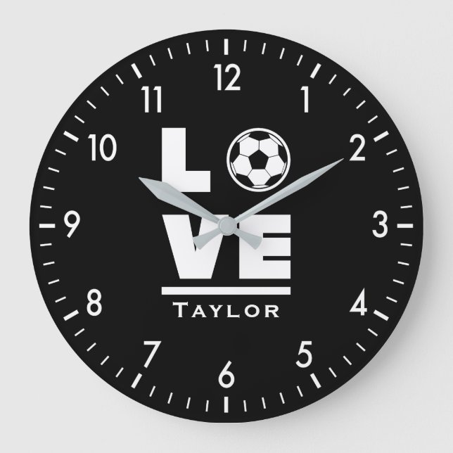 Reloj Redondo Grande Love And Live Soccer Football Sports Fan (Anverso)