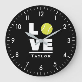 Reloj Redondo Grande Love And Live Tennis Sports Fan Custom Name