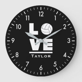 Reloj Redondo Grande Love And Live Volleyball Sports Fan Custom Name